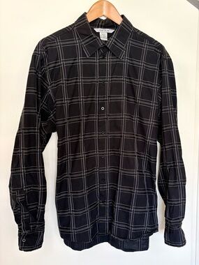 mac & jac Black Windowpane Button-Down Shirt, L